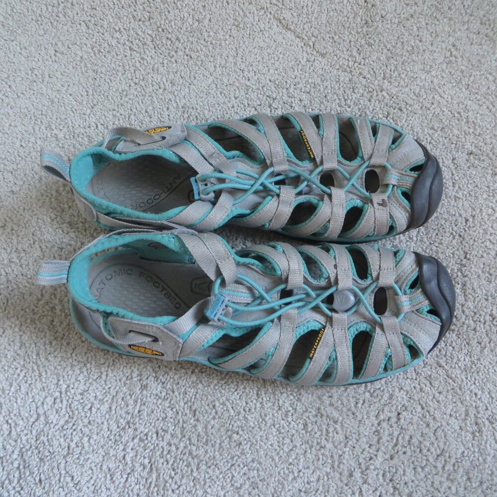 Keen Whisper Womens Waterproof Sandals Size 9.5 Gray/Peacock Green(or teal?) - Picture 6 of 11